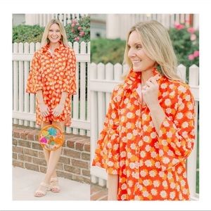 Victoria Dunn Pawleys Folly Flounce Mini Swing Dress XS New Retro Orange Flower